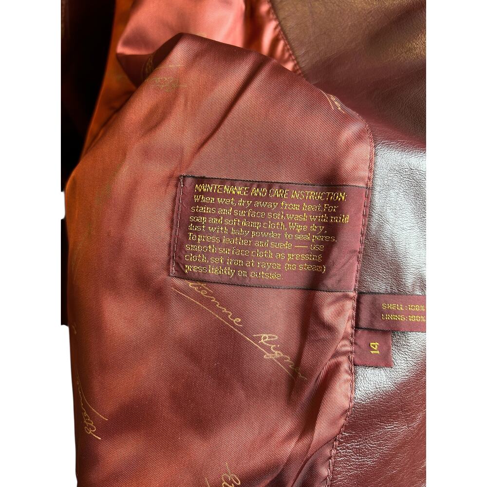Vintage Etienne Aigner Burgundy Oxblood Leather Blazer Size 14 - Picture 11 of 11